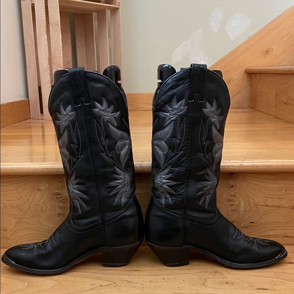 Boulet|Vintage |Black/Silver |Stitched Detailed |Western |Cowboy Boots |Size 7.5 - Picture 7 of 16